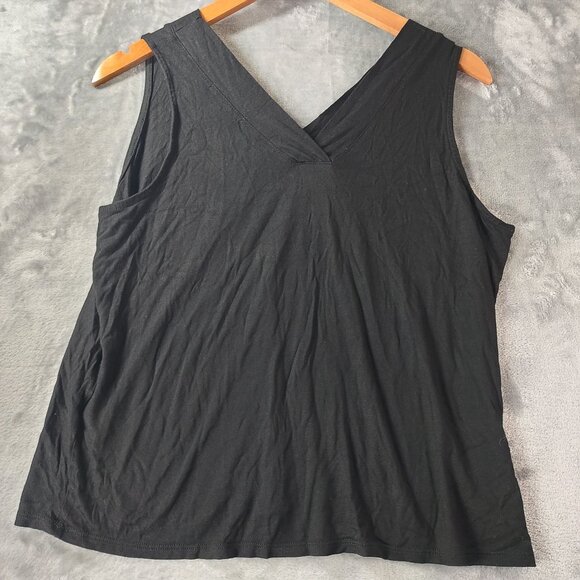 Banana Republic Women Black Sleeveless VNeck Wrap Tank Top Medium Modal Workwear - Picture 5 of 8